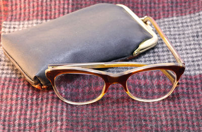 High angle view of sunglasses on table