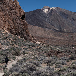 Scenic view of mountains against clear sky