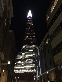 Low angle view of buildings at night