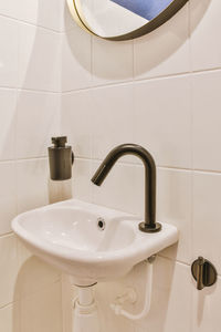 Close-up of sink in bathroom
