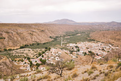 High angle view of townscape against sky