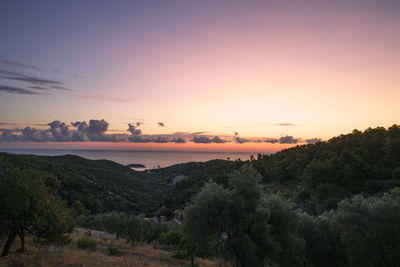 Scenic view of landscape against sky during sunset