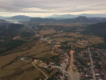 High angle view of landscape against sky