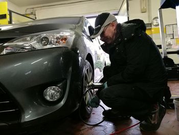 Man driving car