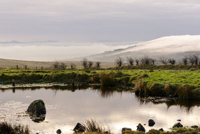 Scenic view of lake against sky