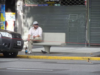 Man on street in city