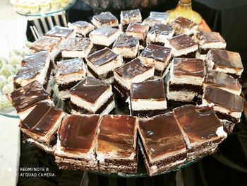 Close-up of chocolate cake on table