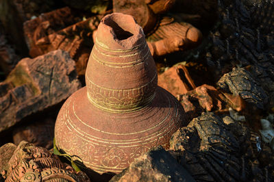 Ancient terracotta statue sculpture. 