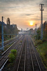 Railroad track at sunset