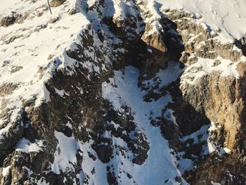 High angle view of snow covered land