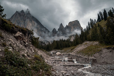 Panoramic view of landscape and mountains against sky