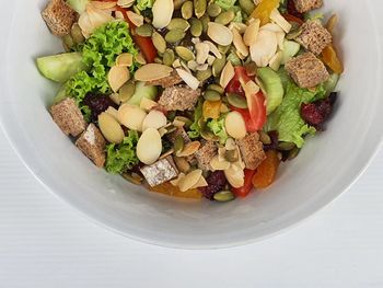 High angle view of meal served in bowl