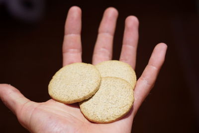 Close-up of hand holding cookies