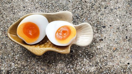 High angle view of breakfast on table