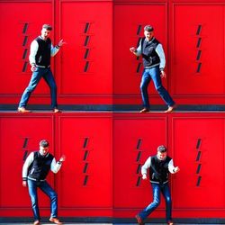 Full length of a young man with red woman