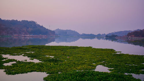 Scenic view of lake against sky