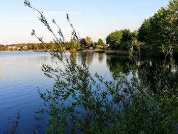 Scenic view of lake against sky