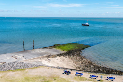 High angle view of sea against sky