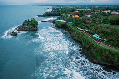 High angle view of sea shore