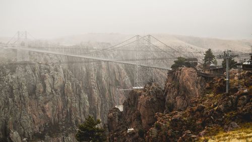 View of bridge in foggy weather