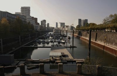 High angle view of bridge over river in city