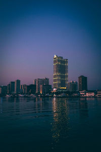 Illuminated cityscape at night