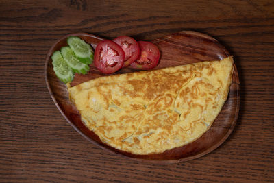 High angle view of breakfast on table