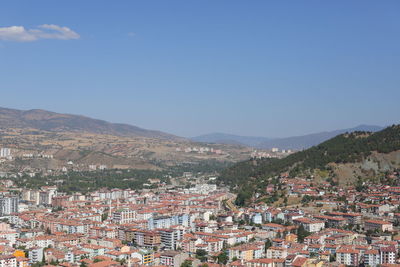 High angle view of townscape against sky