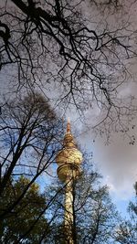 Low angle view of statue against sky