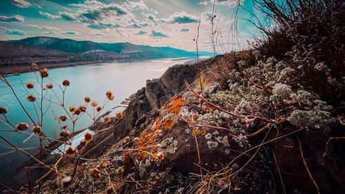 Scenic view of lake against sky