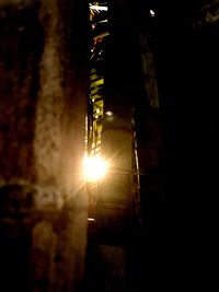 Close-up of illuminated sun at sunset