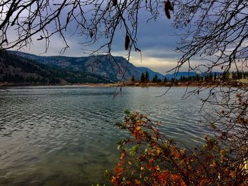 Scenic view of lake against sky