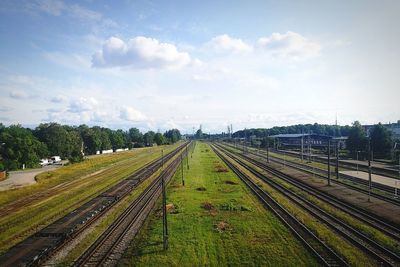 Railroad tracks against sky