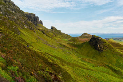 Quiraing mountains on the isle of skye in scotland