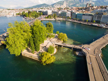 High angle view of bridge over river