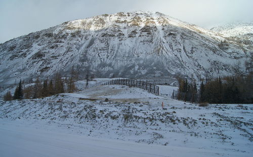 Snow covered mountain against sky