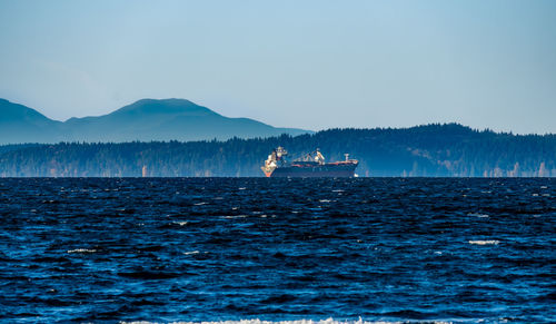 A scenic view of the puget sound from seahurst park in burien, washington.