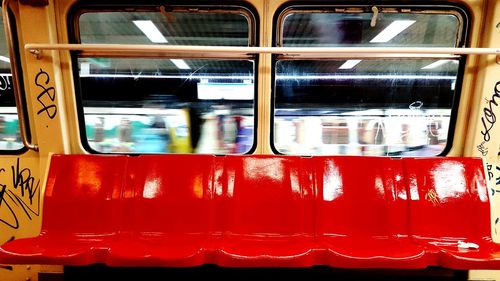 Close-up of red vintage car