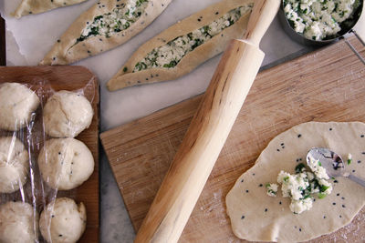 High angle view of food on table