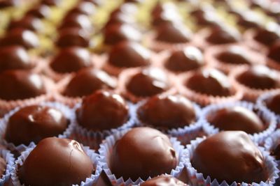 Close-up surface level of chocolates