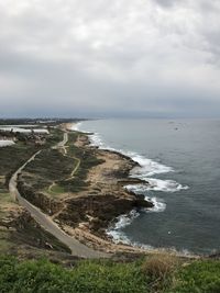 High angle view of beach against sky