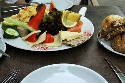 Close-up of food served in plate