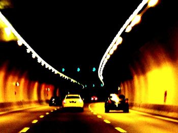 Traffic on road at night