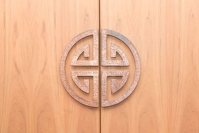 Close-up of text on wood