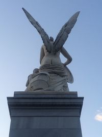 Low angle view of statue against clear sky