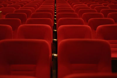 Full frame shot of empty chairs in auditorium