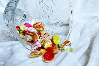 Candies in glass container