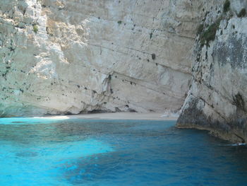 Scenic view of sea against blue sky