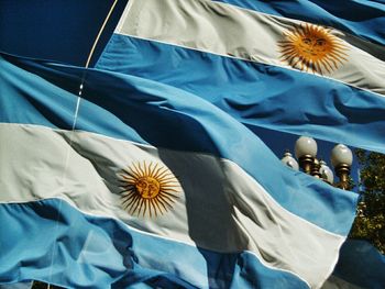 Low angle view of argentinian flags