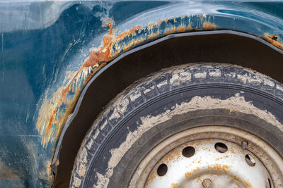 High angle view of abandoned car